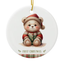 Cute Babybeer Eerste Kerstmis Aandenken Foto