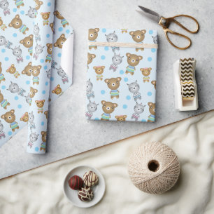 Cute Babybeer En Zebra Cadeaupapier