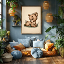 Cute Babybeer Nursery Kunst Scandinavische Minimal