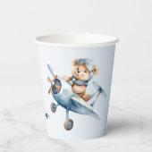 Cute Babybeer Piloot Blauwe Vliegtuig Mooie Papieren Bekers (Achterkant)