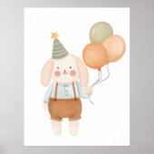 Cute babykamer roze konijn wolk en sterren poster (Voorkant)