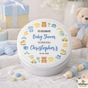 Cute babykleren en speelgoed jongens baby shower ronde button 3,2 cm