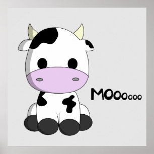 Cute babykoe cartoon kinderkamer poster