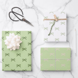 Cute babymeisje feest chic groen lint patroon inpakpapier vel