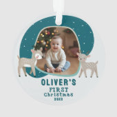 Cute Baby's 1e Kerstmis Foto Rendier Ornament (achterkant)