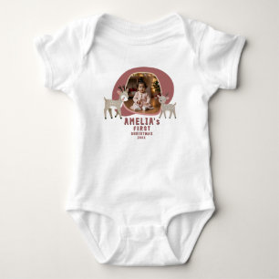 Cute Baby's 1e Kerstmis Foto Rendier Romper
