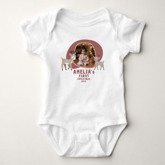 Cute Baby's 1e Kerstmis Foto Rendier Romper (Voorkant)
