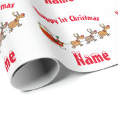 Cute Babys 1e Kerstmis Persoonlijke Kerstman Cadeaupapier (Rol Hoek)