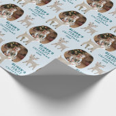 Cute Baby's 1st Christmas Photo Reindeer Cadeaupapier (Hoek)