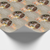 Cute Baby's 1st Christmas Photo Reindeer Cadeaupapier (Hoek)