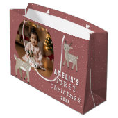 Cute Baby's 1st Christmas Photo Reindeer Groot Cadeauzakje (Achterkant Gekanteld)