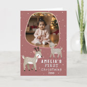 Cute Baby's 1st Christmas Photo Reindeer Holiday Kaart (Voorkant)