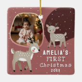 Cute Baby's 1st Christmas Photo Reindeer Keramisch Ornament (Achterkant)