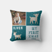 Cute Baby's 1st Christmas Photo Reindeer Kussen (Voorkant)