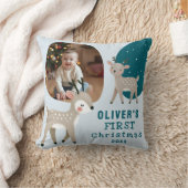 Cute Baby's 1st Christmas Photo Reindeer Kussen (Deken)