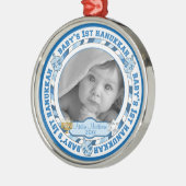 Cute Baby's 1st Hanukkah Dreidels Foto Name Metalen Ornament (Links)