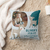 Cute Baby's 1st Kerstmis Foto Rendier Kussen (Deken)