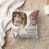 Cute Baby's 1st Kerstmis Foto Rendier Kussen (Deken)