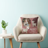 Cute Baby's 1st Kerstmis Foto Rendier Kussen (Stoel)
