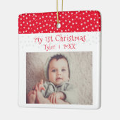 Cute Baby's 1'st Kerstrode sterren Foto Baby Keramisch Ornament (Links)