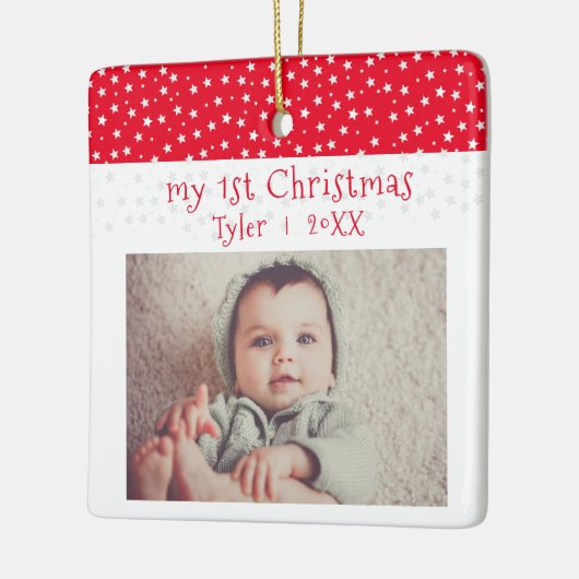 Cute Baby's 1'st Kerstrode sterren Foto Baby Keramisch Ornament (Links)