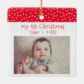 Cute Baby's 1'st Kerstrode sterren Foto Baby Keramisch Ornament (Achterkant)