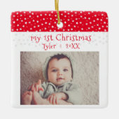 Cute Baby's 1'st Kerstrode sterren Foto Baby Keramisch Ornament (Voorkant)