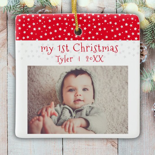 Cute Baby's 1'st Kerstrode sterren Foto Baby Keramisch Ornament