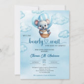 Cute babys beer met hete luchtballon Baby Shower Kaart (Voorkant)