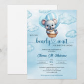 Cute babys beer met hete luchtballon Baby Shower Kaart (Voorkant / Achterkant)