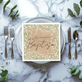 Cute Baby's Breath Waterverf Flowers Boho Baptism Servet