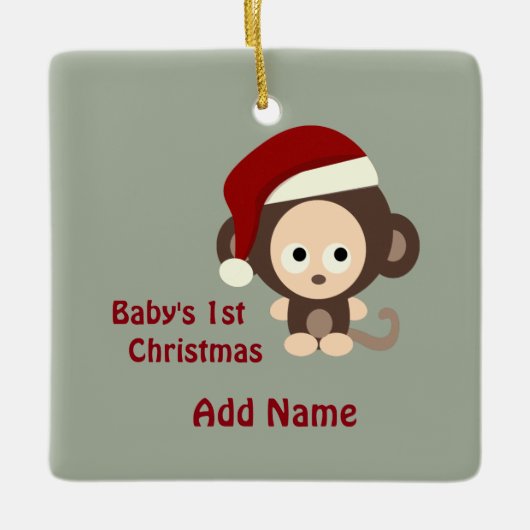 Cute Baby's eerste kerstaap Keramisch Ornament (Voorkant)