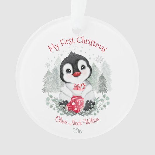 Cute Baby's eerste kerstfeest acrylversiering Ornament (voorkant)