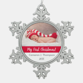 Cute Baby's eerste kerstfeest baby foto keepslag Tin Sneeuwvlok Ornament
