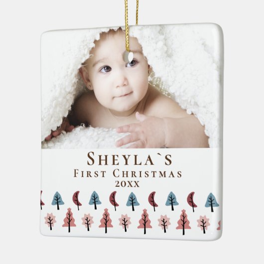 Cute Baby's eerste kerstfoto Keramisch Ornament (Links)