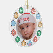 Cute Baby's eerste kerstfoto Keramisch Ornament (Rechts)