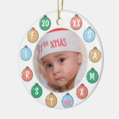 Cute Baby's eerste kerstfoto Keramisch Ornament (Links)