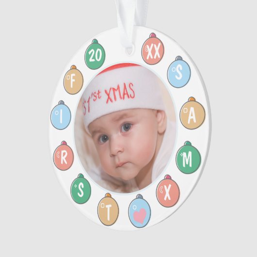 Cute Baby's eerste kerstfoto Ornament (voorkant)