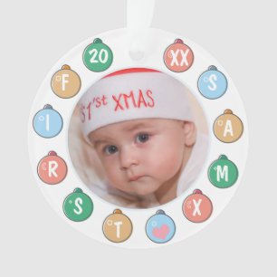 Cute Baby's eerste kerstfoto Ornament