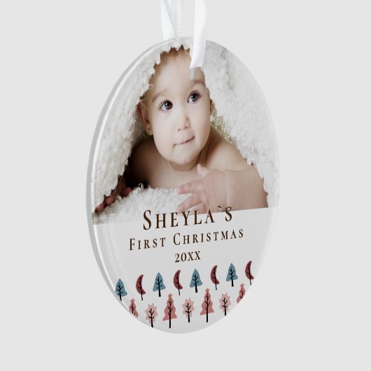 Cute Baby's eerste kerstfoto Ornament (voorkant)