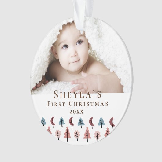Cute Baby's eerste kerstfoto Ornament (voorkant)