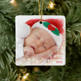 Cute Baby's eerste kerstfoto Ornament keramisch