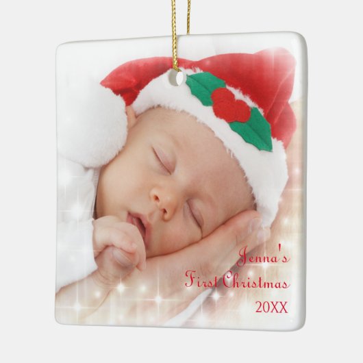 Cute Baby's eerste kerstfoto Ornament keramisch (Links)