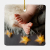 Cute Baby's eerste kerstfoto Ornament keramisch (Achterkant)