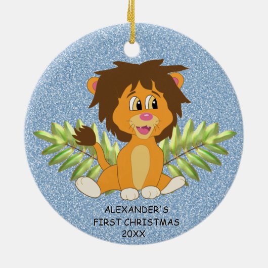 Cute Baby's eerste kerstjongetje Keramisch Ornament (Achterkant)