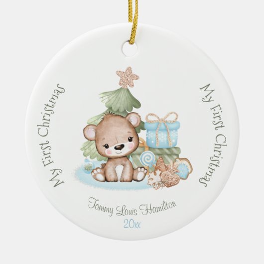 Cute Baby's Eerste Kerstkeramiek Keramisch Ornament (Voorkant)