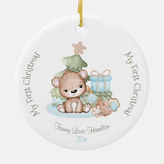 Cute Baby's Eerste Kerstkeramiek Keramisch Ornament (Achterkant)