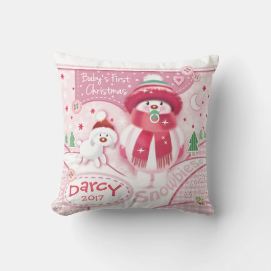 Cute Baby's Eerste Kerstkerst voor meisjes Kussen (Voorkant)