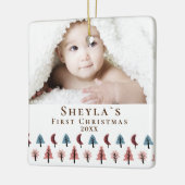 Cute Baby's Eerste Kerstmis Foto Keramisch Ornament (Links)