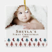 Cute Baby's Eerste Kerstmis Foto Keramisch Ornament (Voorkant)